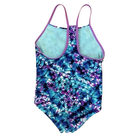 4/$25 Speedo Girls No Wedgie Worries One Piece Swimsuit Size Medium Blue Purple - Picture 2 of 7